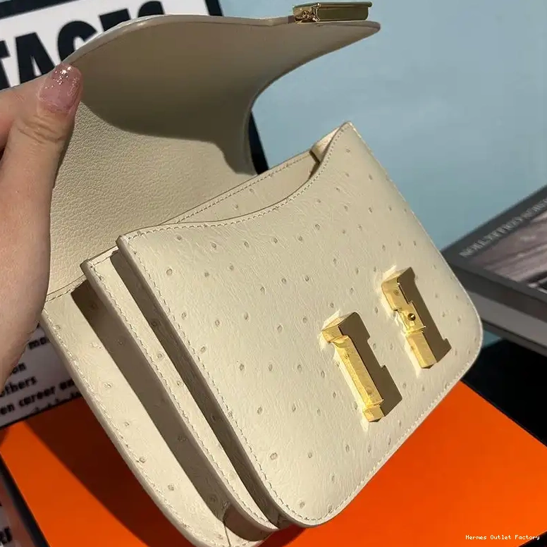 Cheap Hardware Hermes White Constance In Gold Bag Leather Ostrich 0501